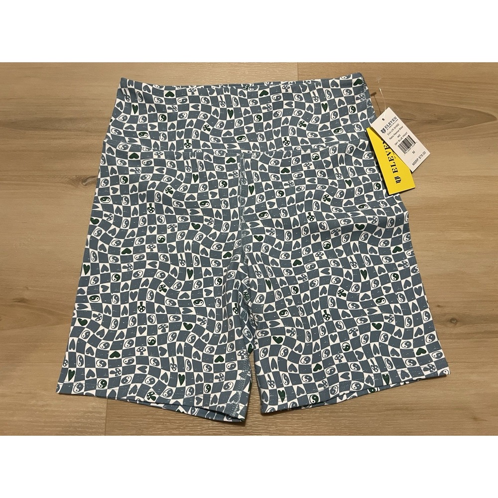 NWT Eleven By Venus Williams Sky Blue Print Retro Revival Biker Shorts Medium